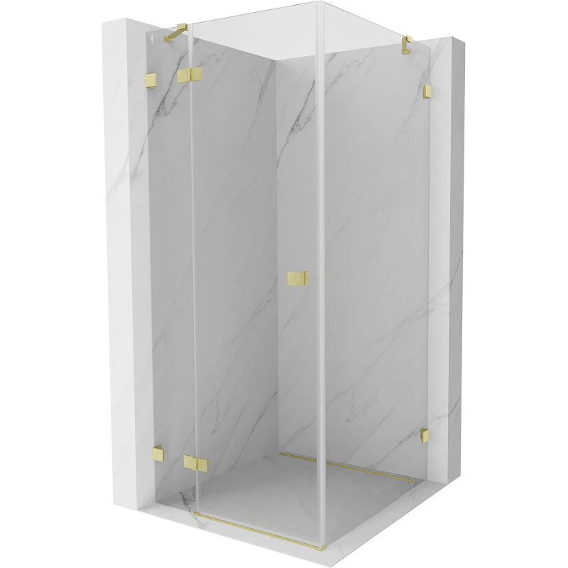 Mexen Lunar cabină de duș cu deschidere stânga 90 x 90 cm, transparent, auriu periat - 834-090-090-55-00-L