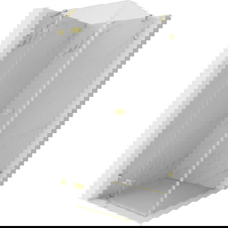 Mexen Lunar cabină de duș cu ușă batantă stânga 100 x 100 cm, transparent, auriu periat - 834-100-100-55-00-L