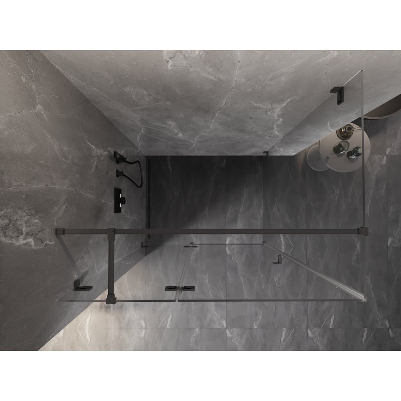 Mexen Lunar T balos zuhanyfülke balra táruló ajtóval 130 x 120 cm, átlátszó, gun metal - 834T-130-120-95-00-L