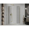 Mexen Roma cabină de duș batantă 120 x 90 cm, transparentă, aurie + cadă de duș Flat - 854-120-090-50-00-4010