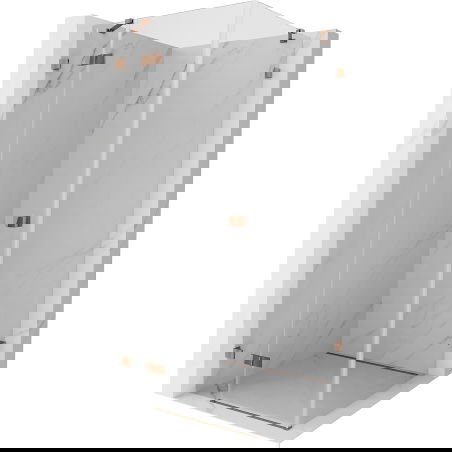 Mexen Lunar nyíló zuhanykabin balos 80 x 80 cm, átlátszó, rózsaarany - 834-080-080-60-00-L