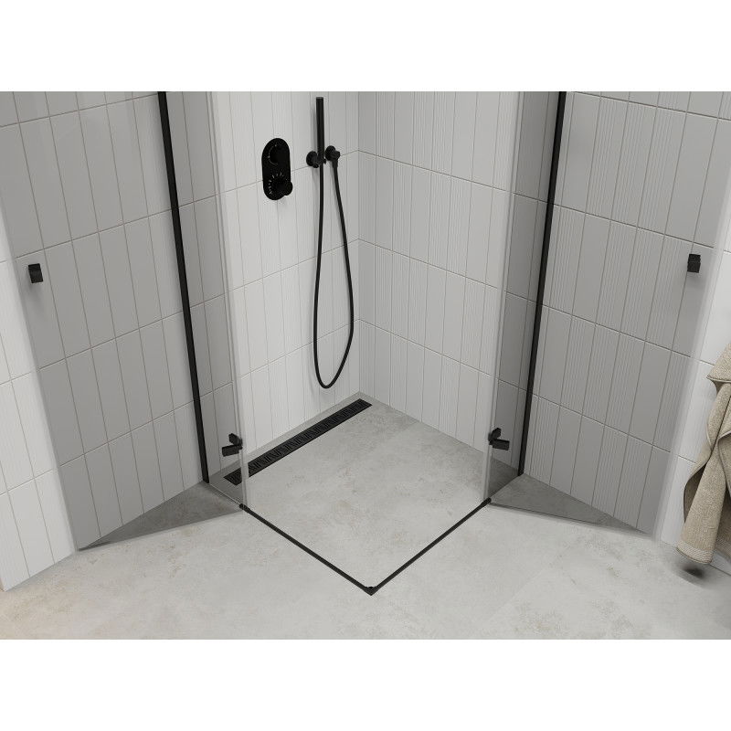 Mexen Roma Duo cabină de duș cu ușă batantă 80 x 80 cm, transparentă, neagră - 854-080-080-70-00-02