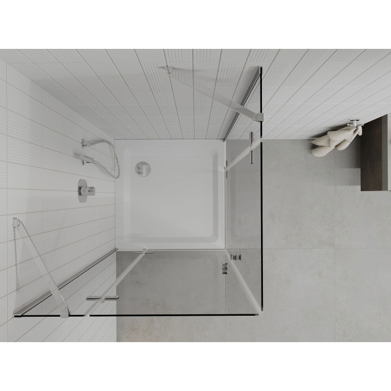 Mexen Roma Duo cabină de duș cu ușă batantă 70 x 70 cm, transparent, crom + cădiță Flat - 854-070-070-01-02-4010