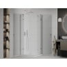 Mexen Roma Duo cabină de duș batantă 80 x 80 cm, transparent, crom + cadă Flat - 854-080-080-01-02-4010