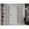 Mexen Roma Duo cabină de duș batantă 80 x 80 cm, transparentă, aurie + cadă duș Flat - 854-080-080-50-02-4010G