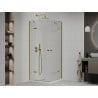 Mexen Roma Duo cabină de duș batantă 80 x 80 cm, transparentă, aurie + cadă duș Flat - 854-080-080-50-02-4010G
