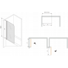 Mexen Vega cadă dreptunghiulară 170 x 70 cm cu panouri si paravan cu 1 aripă 80 cm, Model negru fix - 550117070X9308007077