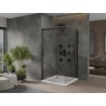 Mexen Omega cabină de duș culisantă 100 x 100 cm, transparentă, neagră + cadă Flat, albă - 825-100-100-70-00-4010B