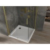 Mexen Omega 100 x 100 cm-es, tolóajtós zuhanykabin, átlátszó, arany + Flat zuhanytálca - 825-100-100-50-00-4010