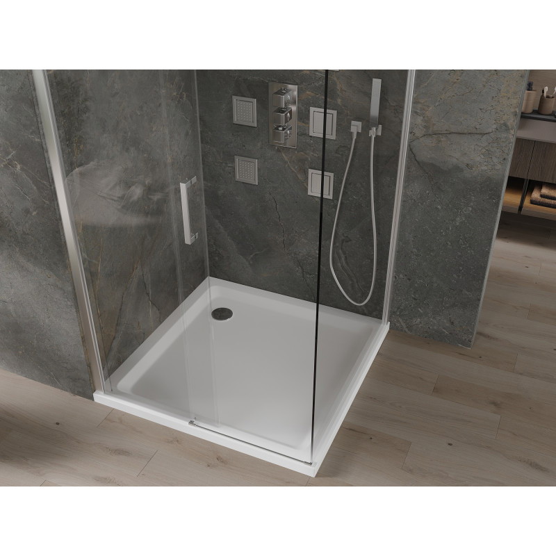 Mexen Omega Cabină de duș glisantă 100 x 100 cm, transparentă, crom+cadă Flat - 825-100-100-01-00-4010