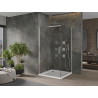 Mexen Omega 100 x 100 cm-es, tolóajtós zuhanykabin, átlátszó, króm + Flat tálca - 825-100-100-01-00-4010