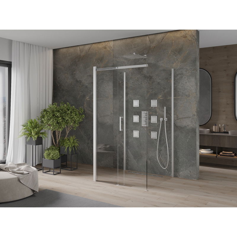 Mexen Omega-3S cabină de duș cu 3 pereți, glisantă 100 x 100 cm, transparentă, crom - 825-100-100-01-00-3S