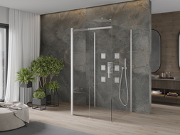 Mexen Omega-3S cabină de duș cu 3 pereți, glisantă 100 x 100 cm, transparentă, crom - 825-100-100-01-00-3S