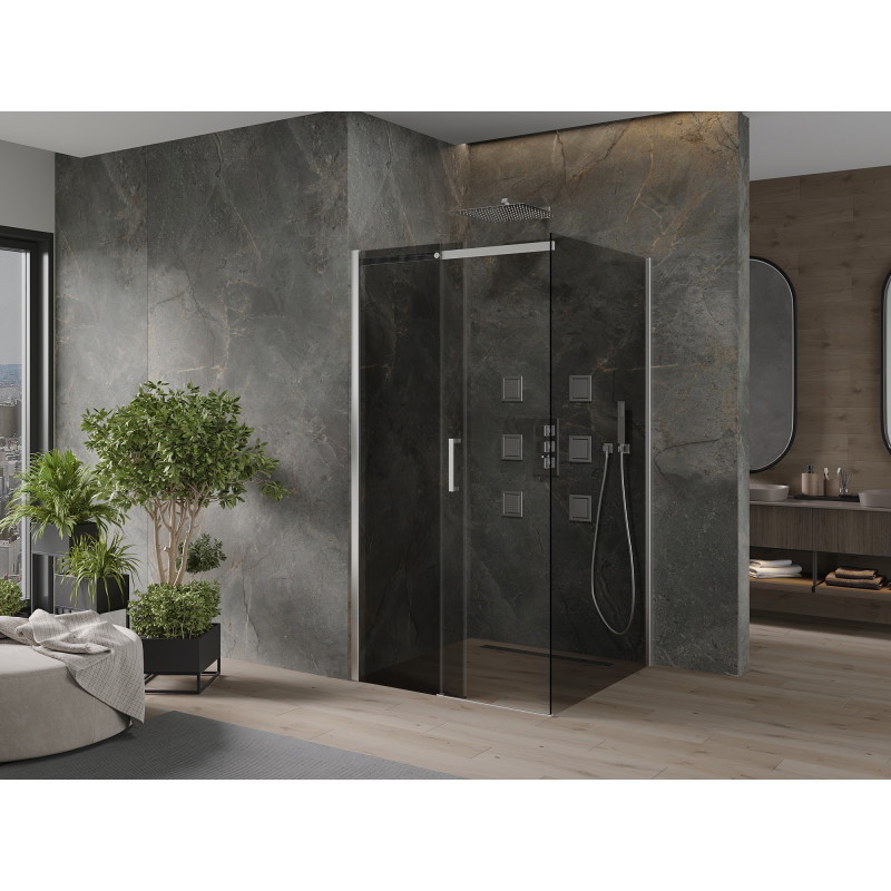 Mexen Omega 100 x 100 cm-es, grafit, króm tolóajtós zuhanykabin - 825-100-100-01-40
