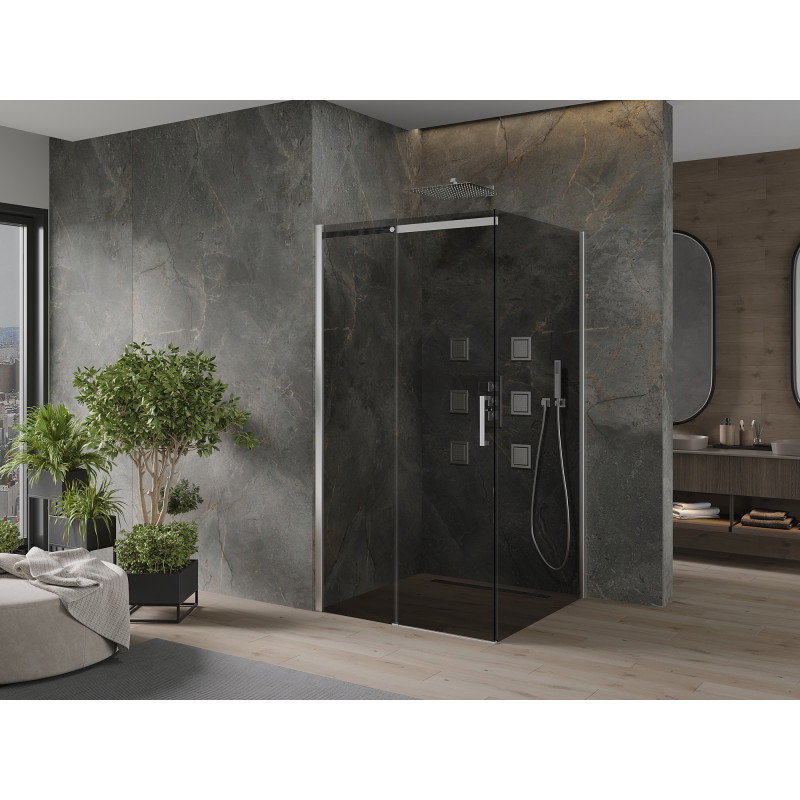 Mexen Omega 100 x 100 cm-es, grafit, króm tolóajtós zuhanykabin - 825-100-100-01-40