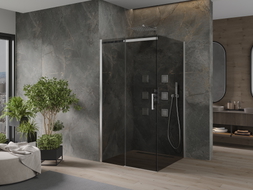 Mexen Omega 100 x 100 cm-es, grafit, króm tolóajtós zuhanykabin - 825-100-100-01-40