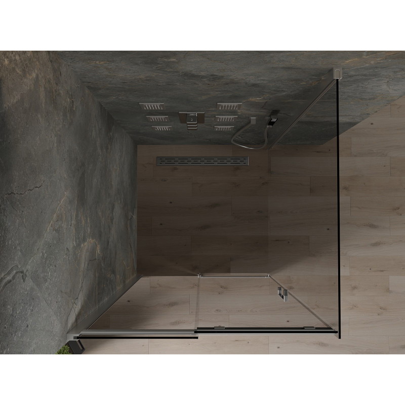 Mexen Omega 100 x 100 cm-es, grafit, króm tolóajtós zuhanykabin - 825-100-100-01-40