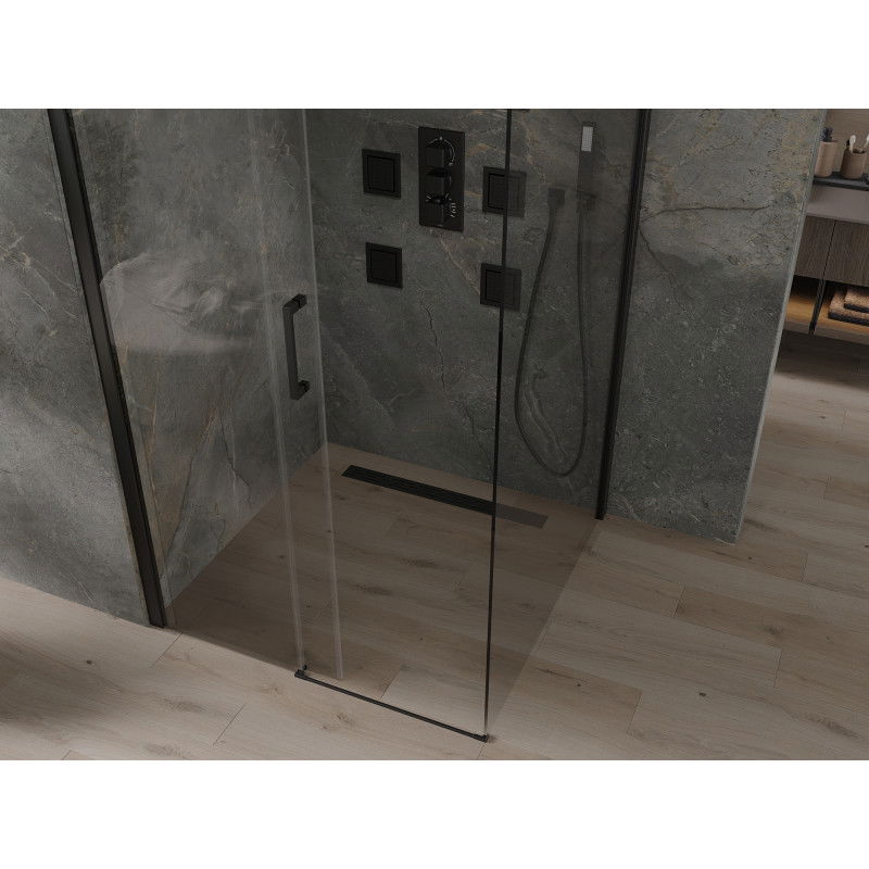Mexen Omega cabină de duș culisantă 100 x 100 cm, transparentă, neagră - 825-100-100-70-00
