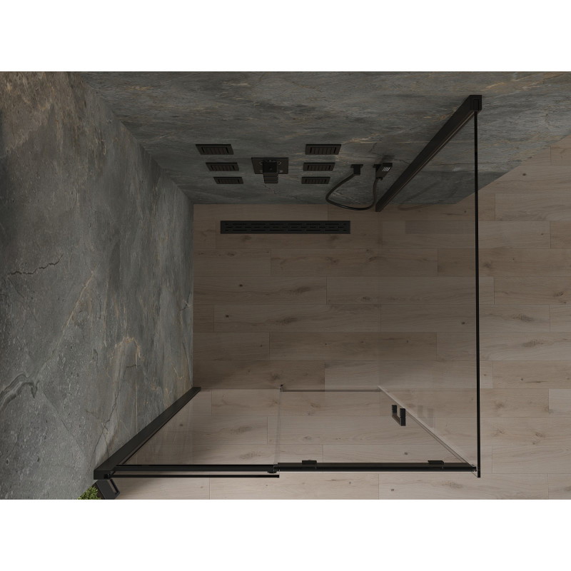 Mexen Omega 100 x 100 cm-es, tolóajtós zuhanykabin, átlátszó, fekete - 825-100-100-70-00