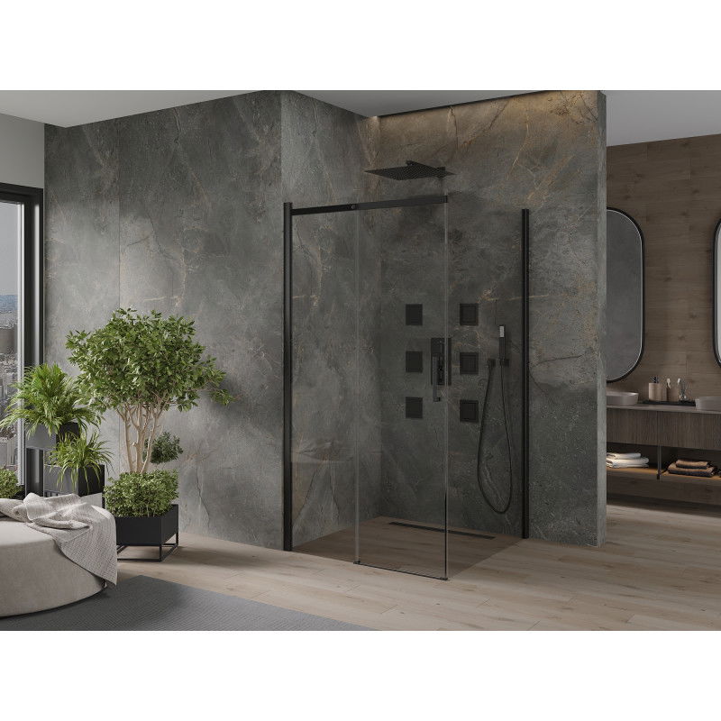 Mexen Omega cabină de duș culisantă 100 x 100 cm, transparentă, neagră - 825-100-100-70-00