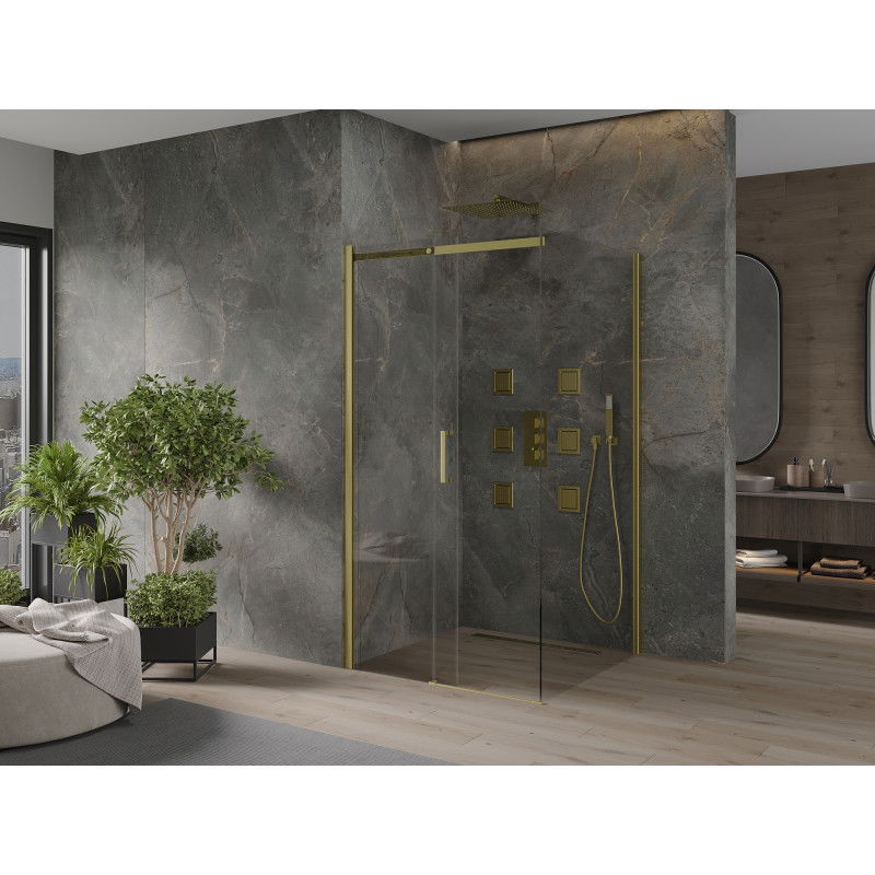 Mexen Omega tolóajtós zuhanykabin 100 x 100 cm, átlátszó, arany - 825-100-100-50-00