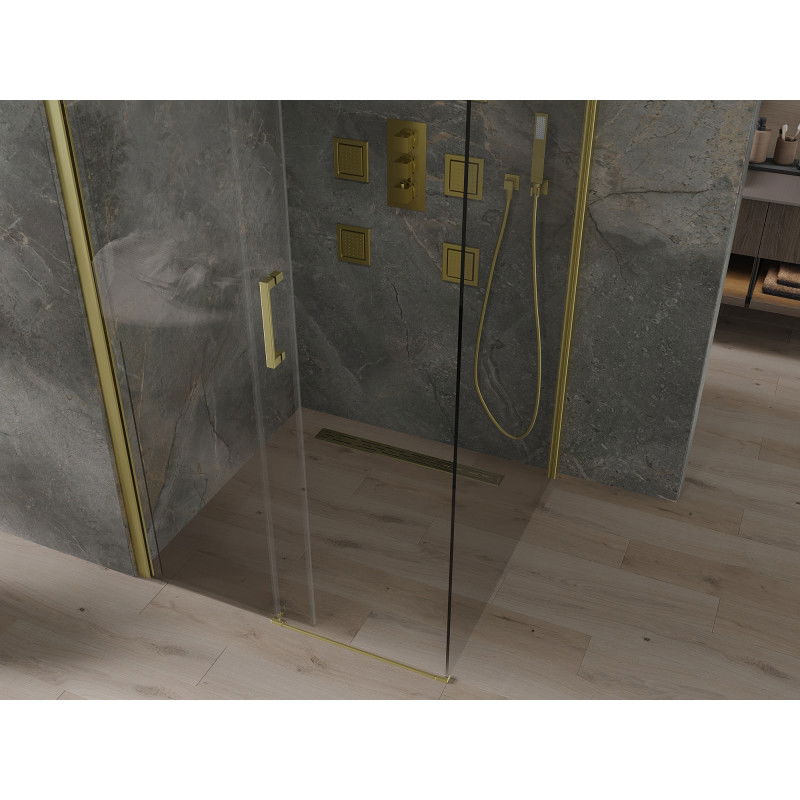 Mexen Omega tolóajtós zuhanykabin 100 x 100 cm, átlátszó, arany - 825-100-100-50-00