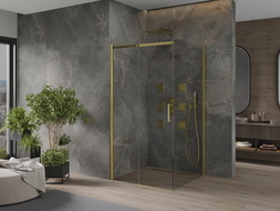 Mexen Omega cabină de duș extensibilă 100 x 100 cm, transparent, Aurie - 825-100-100-50-00