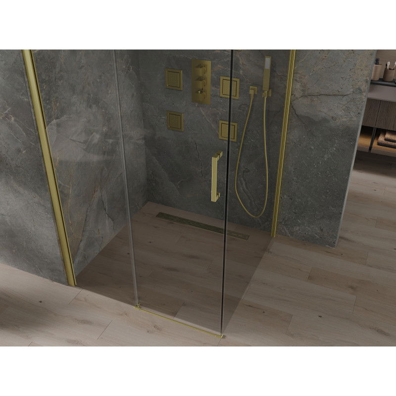 Mexen Omega tolóajtós zuhanykabin 100 x 100 cm, átlátszó, arany - 825-100-100-50-00