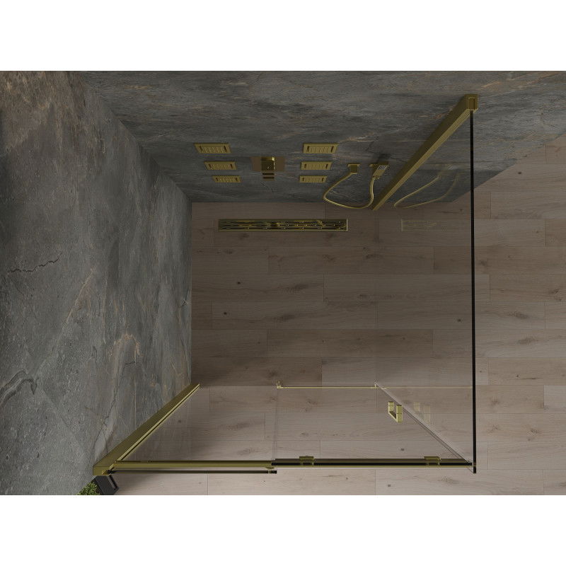 Mexen Omega cabină de duș glisantă 100 x 100 cm, transparentă, aurie - 825-100-100-50-00