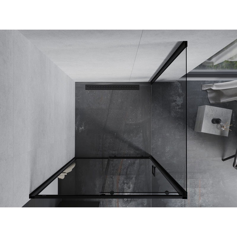 Mexen Apia cabina de duș glisantă 90 x 90 cm, transparentă, neagră - 840-090-090-70-00
