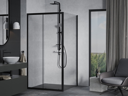 Mexen Apia cabină de duș extensibilă 100 x 100 cm, transparent, Neagră - 840-100-100-70-00