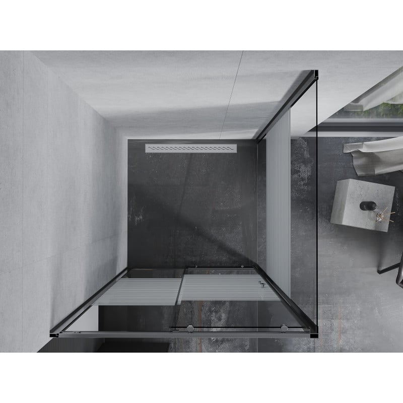 Mexen Apia 90 x 90 cm-es, tolóajtós zuhanykabin, fehér csíkos, króm - 840-090-090-01-20