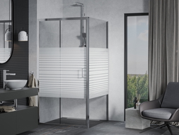 Mexen Apia cabină de duș extensibilă 100 x 100 cm, Dungi, Crom - 840-100-100-01-20