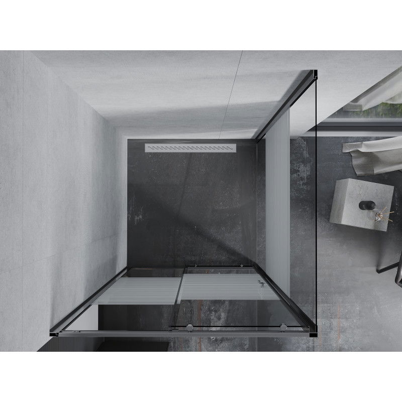 Mexen Apia tolóajtós zuhanykabin 100 x 100 cm, fehér csíkok, króm - 840-100-100-01-20