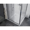 Mexen Apia 90 x 90 cm-es tolóajtós zuhanykabin, átlátszó, króm + Flat zuhanytálca - 840-090-090-01-00-4010