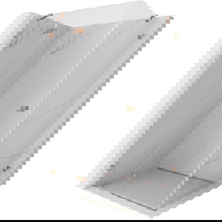 Mexen Lunar cabină de duș rabatabilă stânga 85 x 70 cm, transparent, cupru periat - 834-085-070-65-00-L