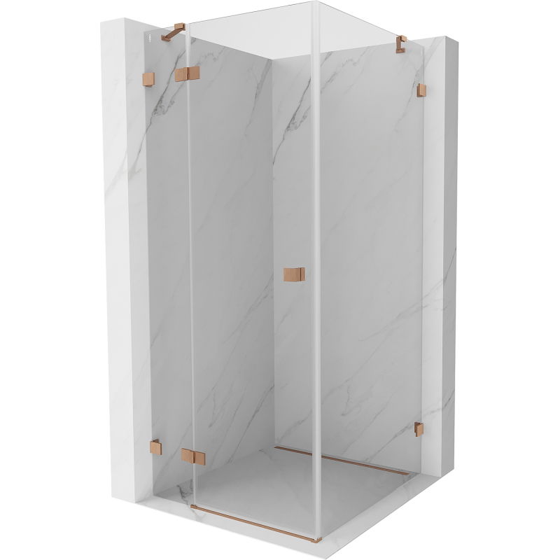 Mexen Lunar cabină de duș cu deschidere spre stânga 80 x 80 cm, transparent, cupru periat - 834-080-080-65-00-L