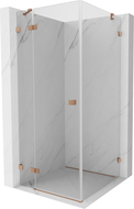 Mexen Lunar cabină de duș articulată stânga 90 x 90 cm, transparent, cupru periat - 834-090-090-65-00-L