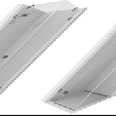 Mexen Lunar cabină de duș cu ușă pivotantă stânga 100 x 100 cm, transparentă, gri armat periat - 834-100-100-66-00-L