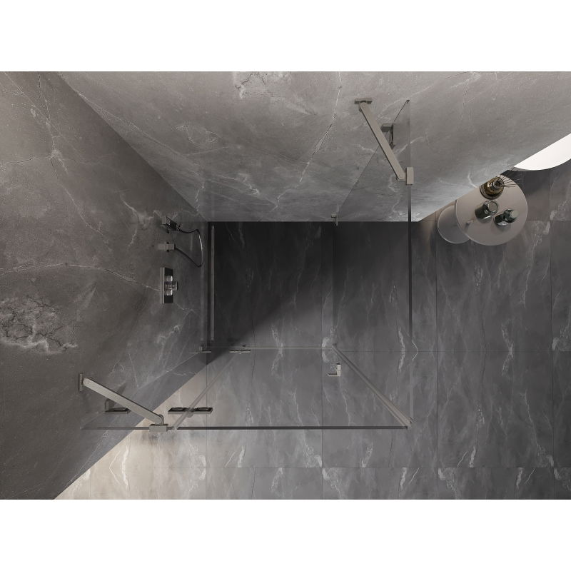 Mexen Lunar cabină de duș cu ușă batantă stânga 90 x 90 cm, transparentă, nichel periat - 834-090-090-97-00-L