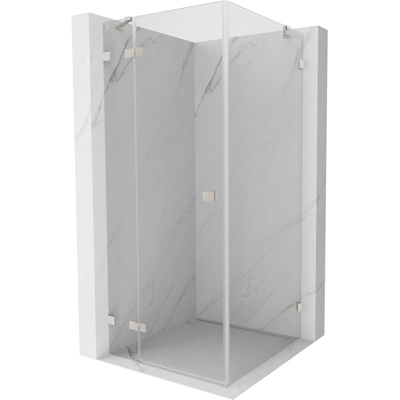 Mexen Lunar cabină de duș pivotantă stânga 100 x 100 cm, transparent, nichel periat - 834-100-100-97-00-L