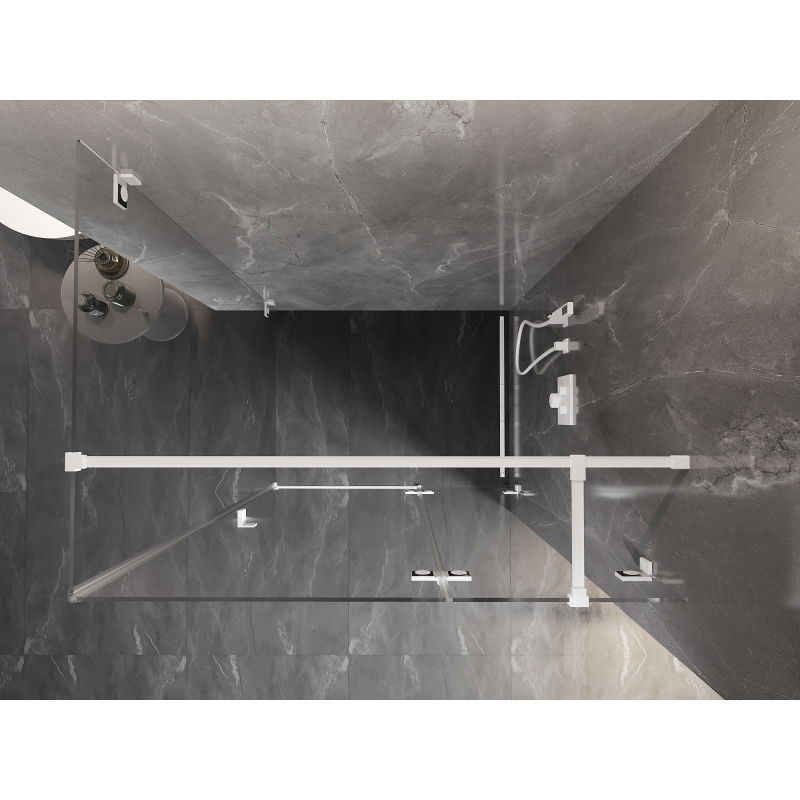 Mexen Lunar T cabină de duș batantă dreapta 135 x 100 cm, transparent, albă - 834T-135-100-20-00-P