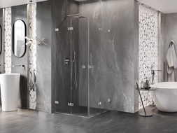 Mexen Lunar-F Duo cabină de duș pliabilă 85 x 85 cm, transparent, crom - 836-085L-085P-01-00