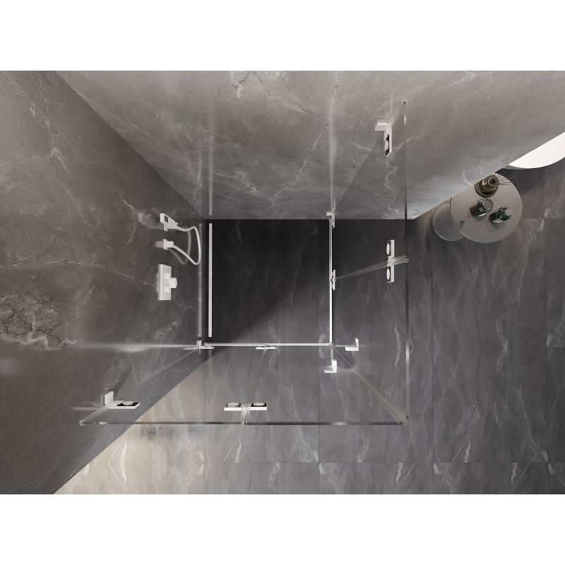 Mexen Lunar-F Duo cabină de duș pliabilă 75 x 75 cm, transparentă, albă - 836-075L-075P-20-00