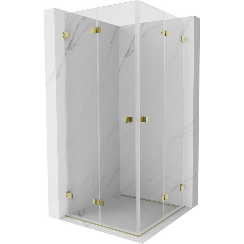 Cabină de duș pliabilă Mexen Lunar-F Duo 70 x 70 cm, transparentă, aurie - 836-070L-070P-50-00