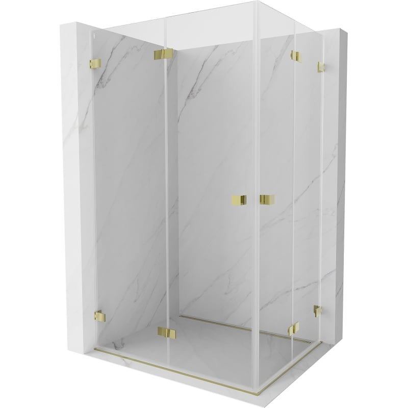 Mexen Lunar-F Duo cabină de duș pliată 100 x 70 cm, transparent, auriu - 836-100L-070P-50-00