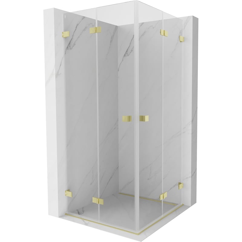Mexen Lunar-F Duo cabină de duș pliabilă 70 x 70 cm, transparent, auriu periat - 836-070L-070P-55-00