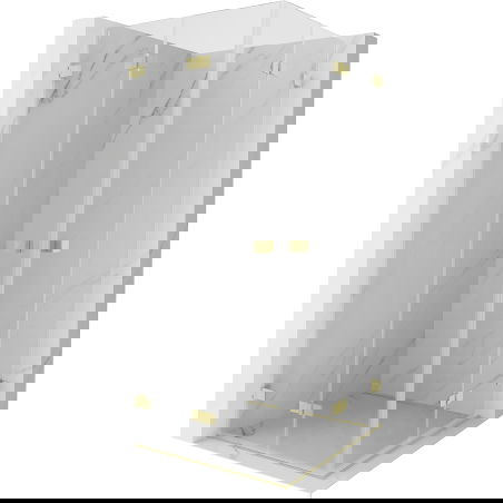 Mexen Lunar-F Duo cabină de duș pliabilă 85 x 85 cm, transparentă, auriu periat - 836-085L-085P-55-00