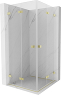 Mexen Lunar-F Duo cabină de duș pliabilă 85 x 85 cm, transparentă, auriu periat - 836-085L-085P-55-00