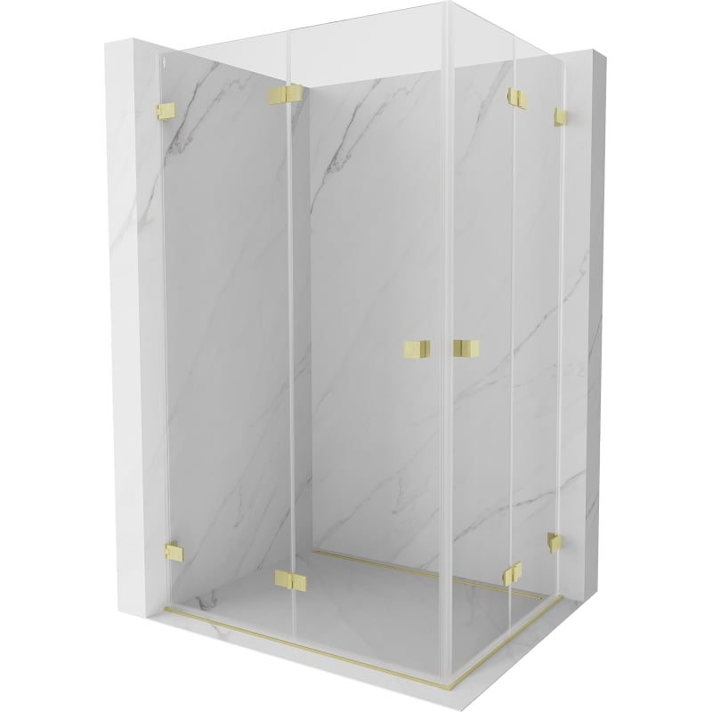 Mexen Lunar-F Duo cabină de duș pliată 100 x 70 cm, transparent, auriu periat - 836-100L-070P-55-00